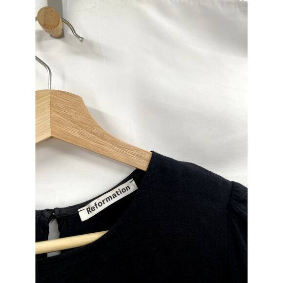 Reformation Cara Black Long Sleeve Mini Dress - Picture 5 of 7